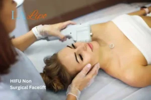 Woman having Hi-Fu to reduce wrinkles Newbury.