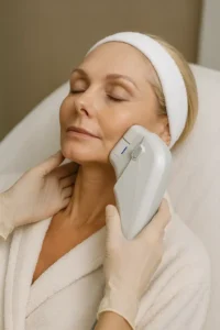 Woman receiving HIFU non surgical facelift treatment Newbury