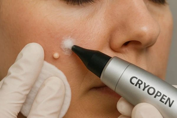 Woman receiving milia removal treatment Newbury