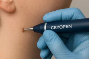 Person receiving skin tag removal Newbury